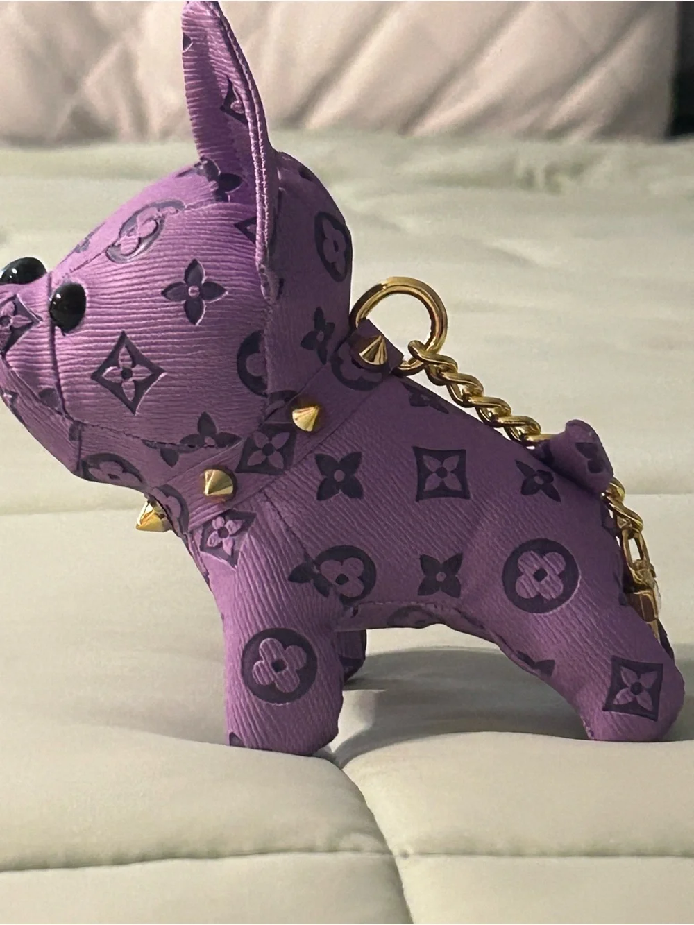& Other Stories Purple Monogram Studded Dog Key Holder